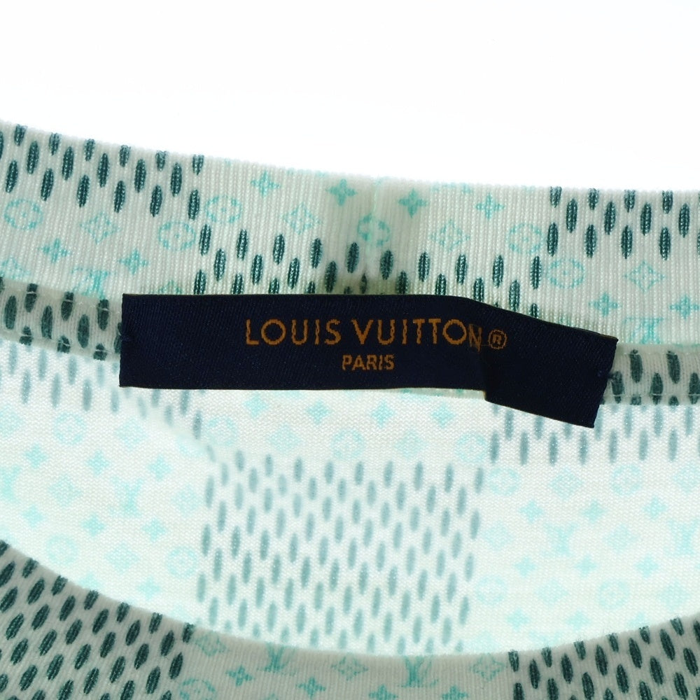 LOUIS VUITTON(ルイヴィトン) 24AW ダミエ モノグラムプリント クルーネック コットン 半袖Tシャツ カットソー ホワイト/グリーン RM242MM NPG HRY10W