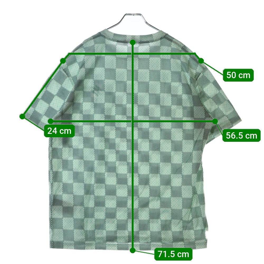 LOUIS VUITTON(ルイヴィトン) 24AW ダミエ モノグラムプリント クルーネック コットン 半袖Tシャツ カットソー ホワイト/グリーン RM242MM NPG HRY10W