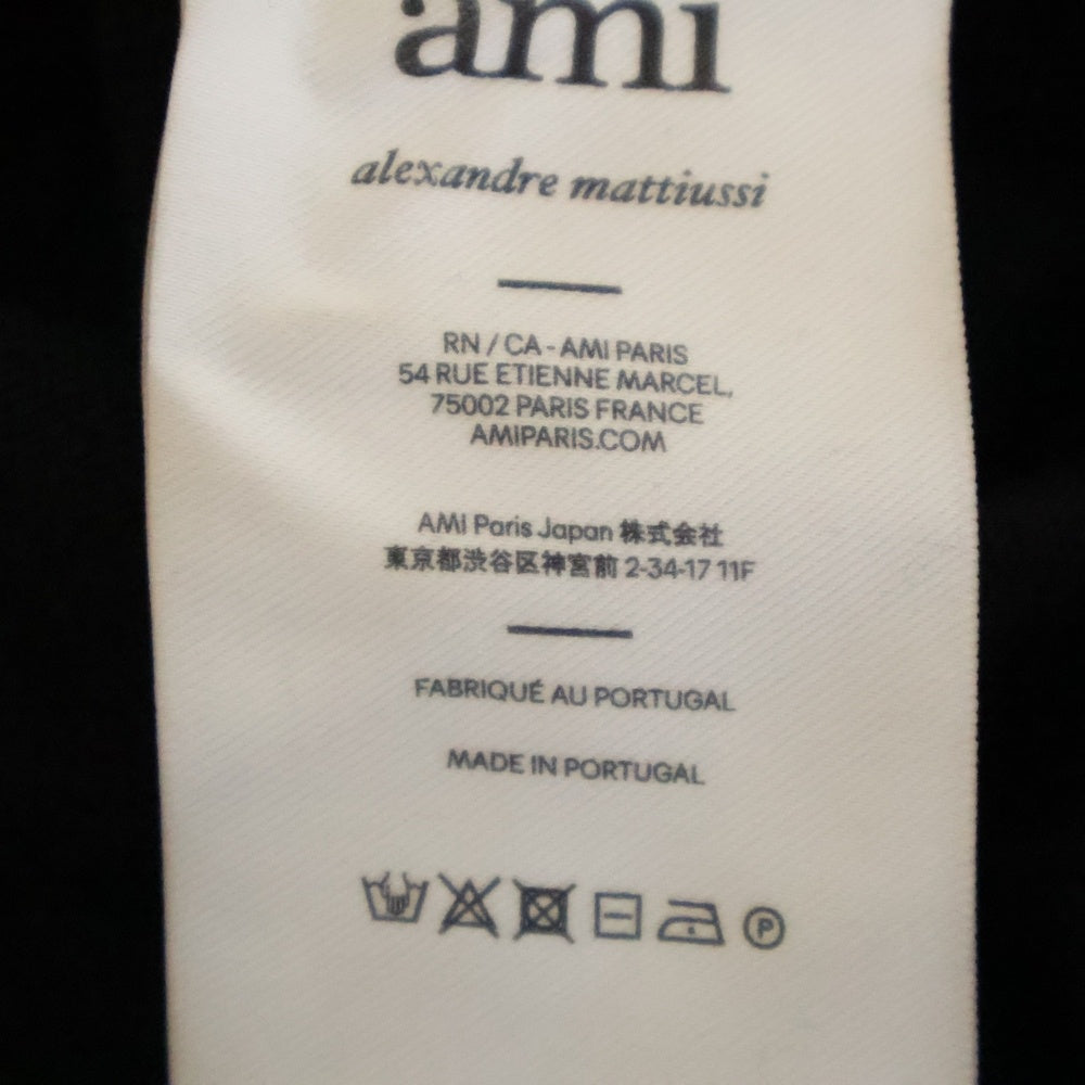 AMI Alexandre Mattiussi(アミアレクサンドルマテュッシ) Heart Logo Embroidered Cardigan HKC211.KN0025 ロゴ刺繍ニットカーディガン ブラック
