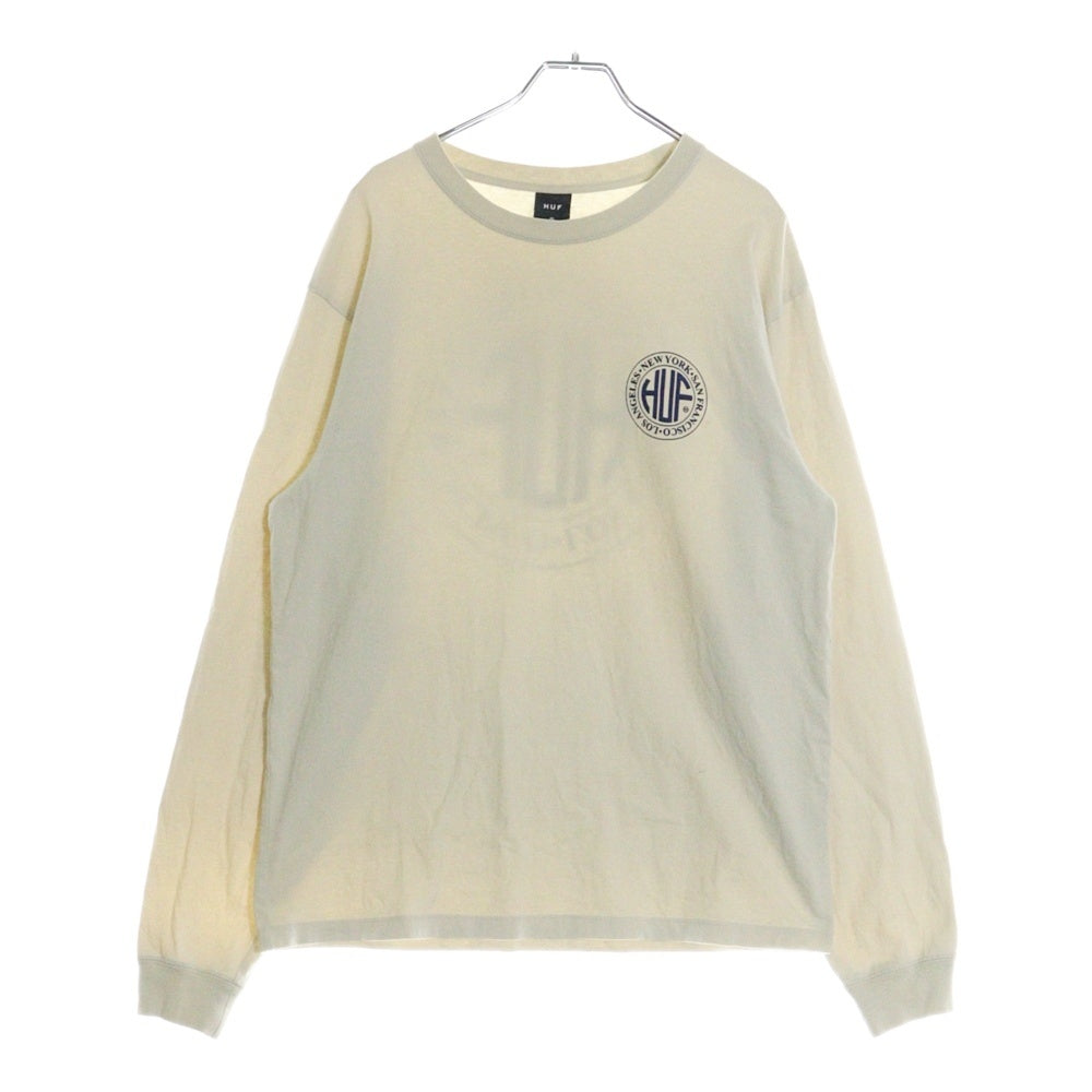 HUF(ハフ) REGIONAL L/S TEE サークルロゴ長袖Tシャツ ベージュ