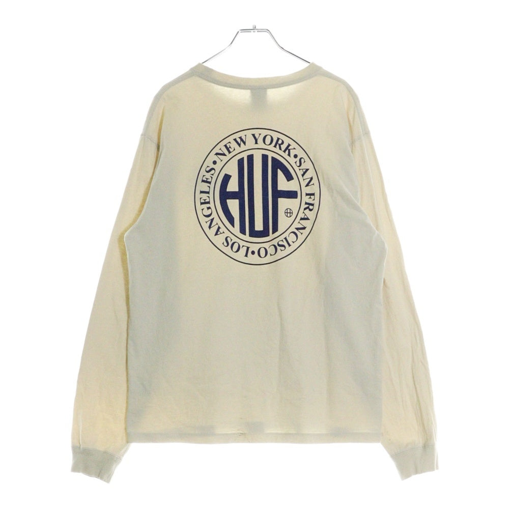 HUF(ハフ) REGIONAL L/S TEE サークルロゴ長袖Tシャツ ベージュ