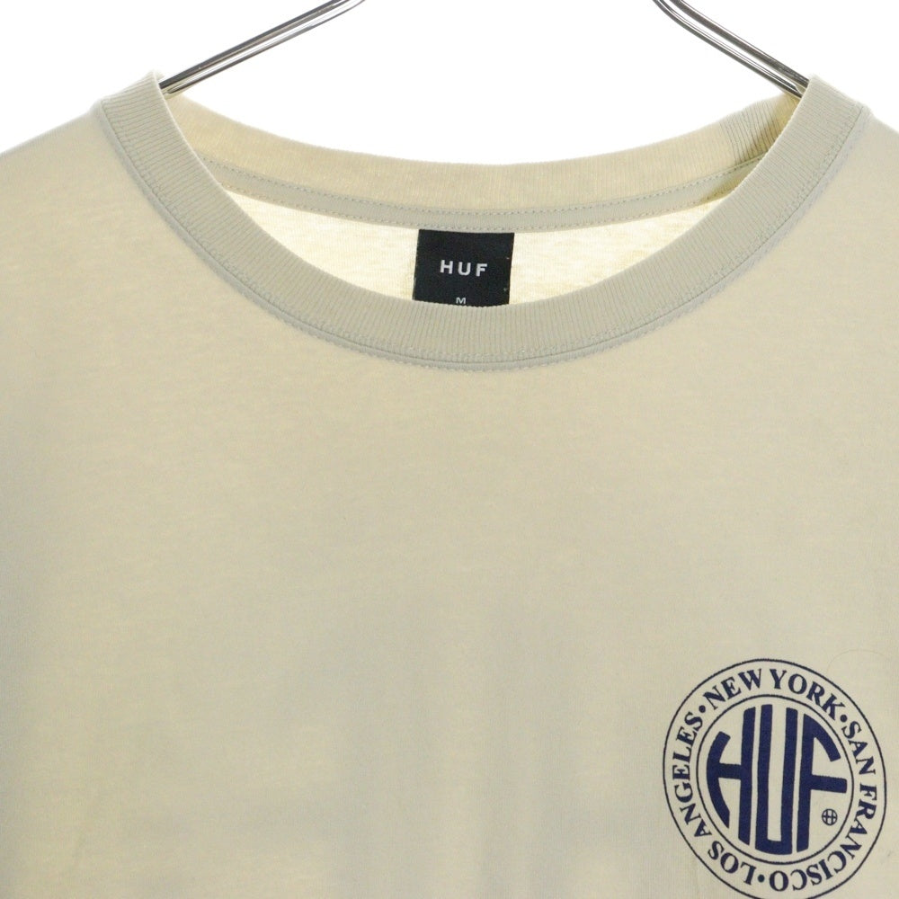HUF(ハフ) REGIONAL L/S TEE サークルロゴ長袖Tシャツ ベージュ