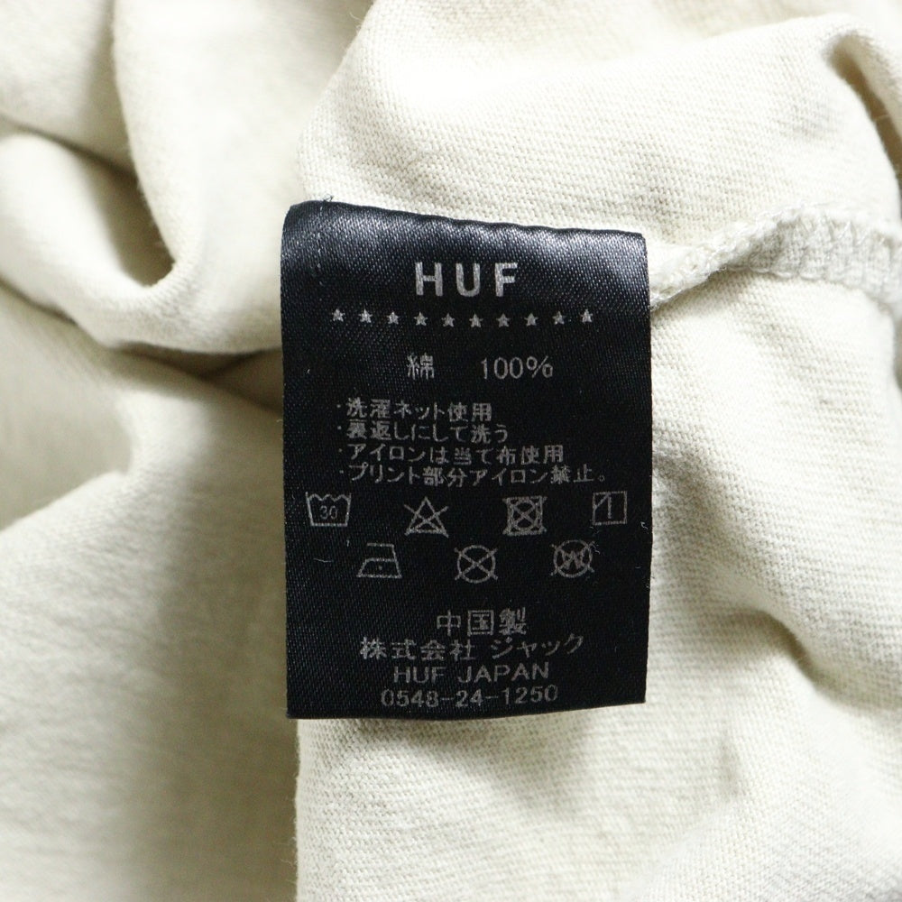 HUF(ハフ) REGIONAL L/S TEE サークルロゴ長袖Tシャツ ベージュ