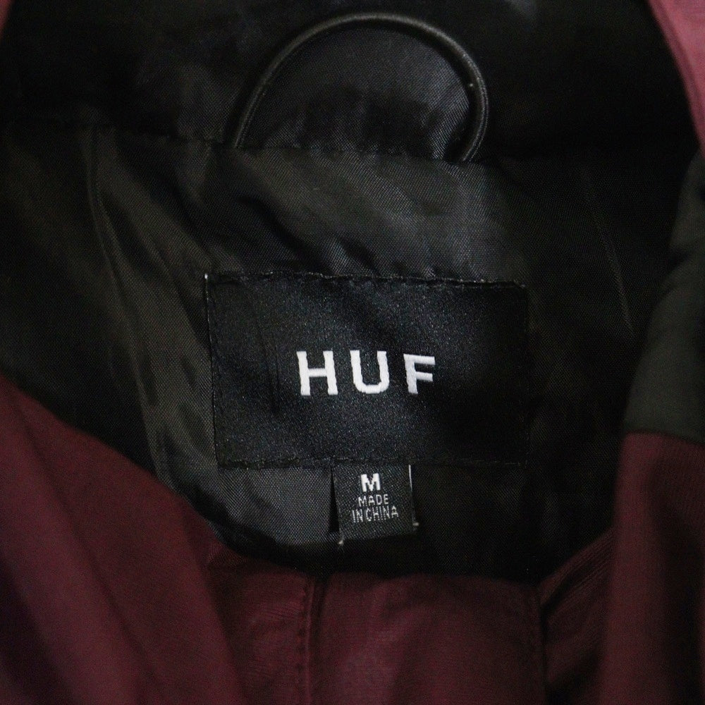 HUF(ハフ) ESSENTIALS ZIP STANDARD SHELL JACKET JK00330 エッセンシャル ジップ スタンダートシェルジャケット ナイロンジャケット ワインレッド
