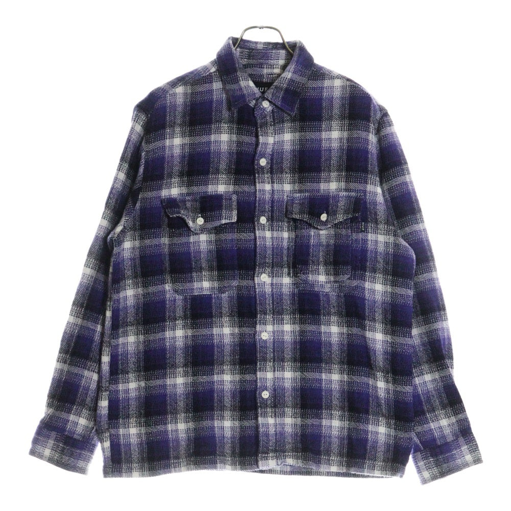 HUF(ハフ) HOMBRE PLAID L/S SHIRT チェック長袖ネルシャツ パープル