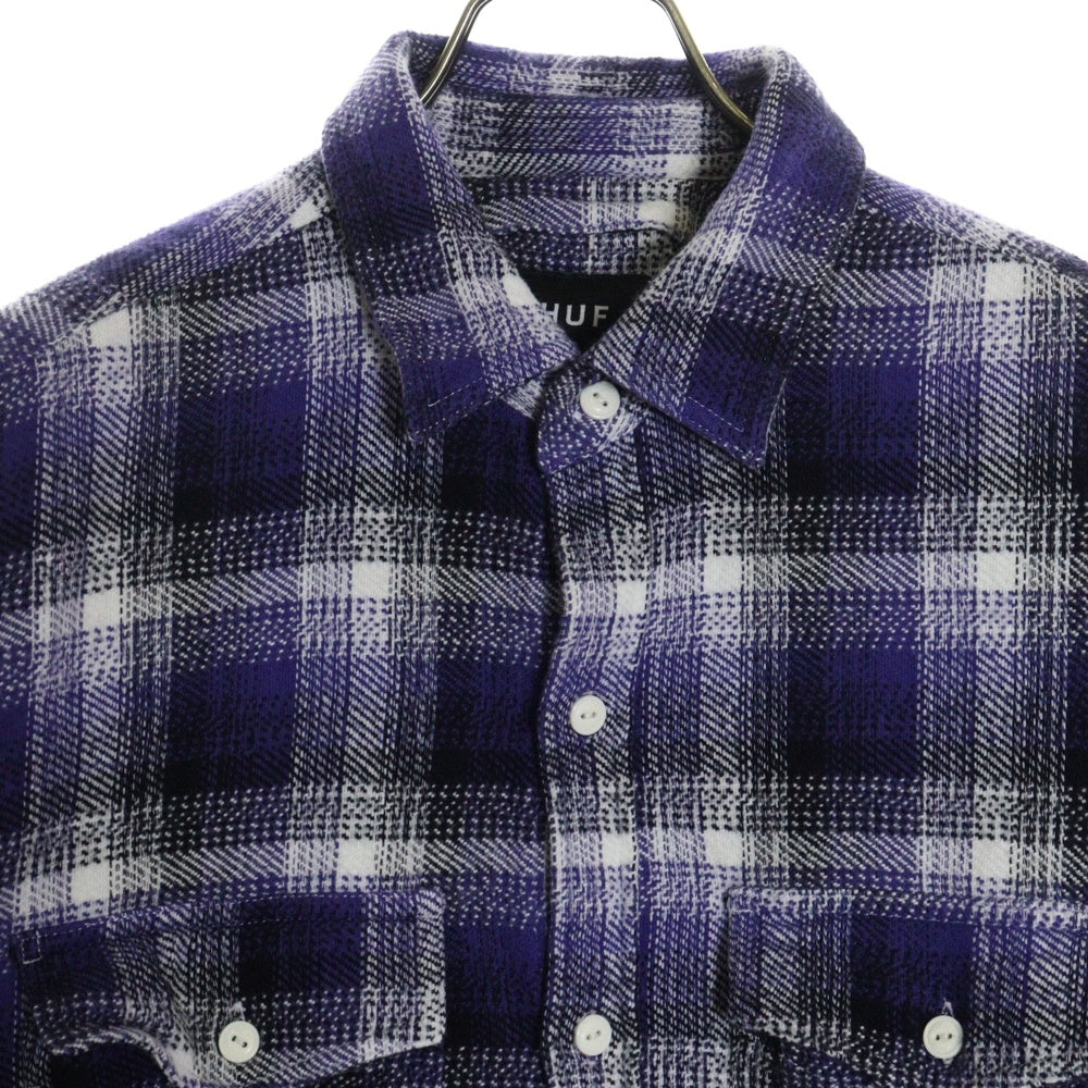 HUF(ハフ) HOMBRE PLAID L/S SHIRT チェック長袖ネルシャツ パープル