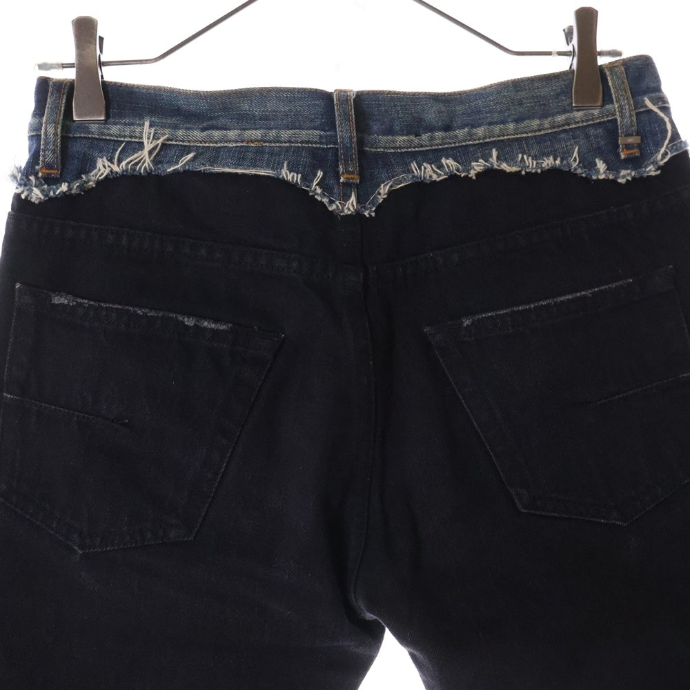 Dior HOMME(ディオールオム) エディ期 ボタンフライ コンバイン スキニーデニムパンツ ブラック 6HH1013307