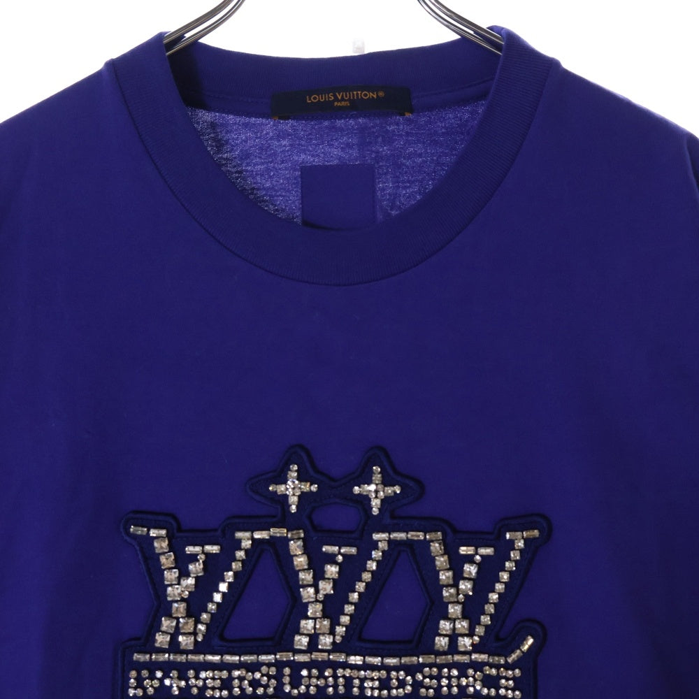 LOUIS VUITTON(ルイヴィトン) 25SS エンベリッシュド ラインストーンコットン半袖Tシャツ RM251M NPG HSY91W ブルー