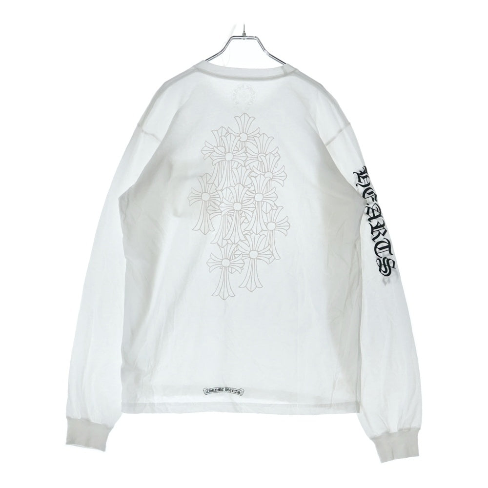 CHROME HEARTS(クロムハーツ) CEM CRS LS Tee 袖ロゴ セメタリークロスプリント クルーネック 長袖Tシャツ カットソー ホワイト