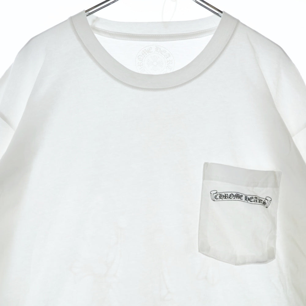 CHROME HEARTS(クロムハーツ) CEM CRS LS Tee 袖ロゴ セメタリークロスプリント クルーネック 長袖Tシャツ カットソー ホワイト