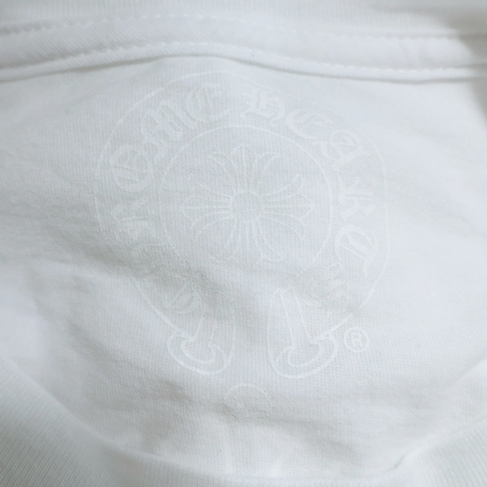 CHROME HEARTS(クロムハーツ) CEM CRS LS Tee 袖ロゴ セメタリークロスプリント クルーネック 長袖Tシャツ カットソー ホワイト