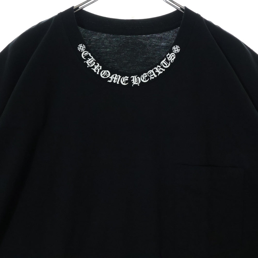 CHROME HEARTS(クロムハーツ) CH T-SHRT 1 ネックロゴプリント クルーネック半袖Tシャツ カットソー ブラック