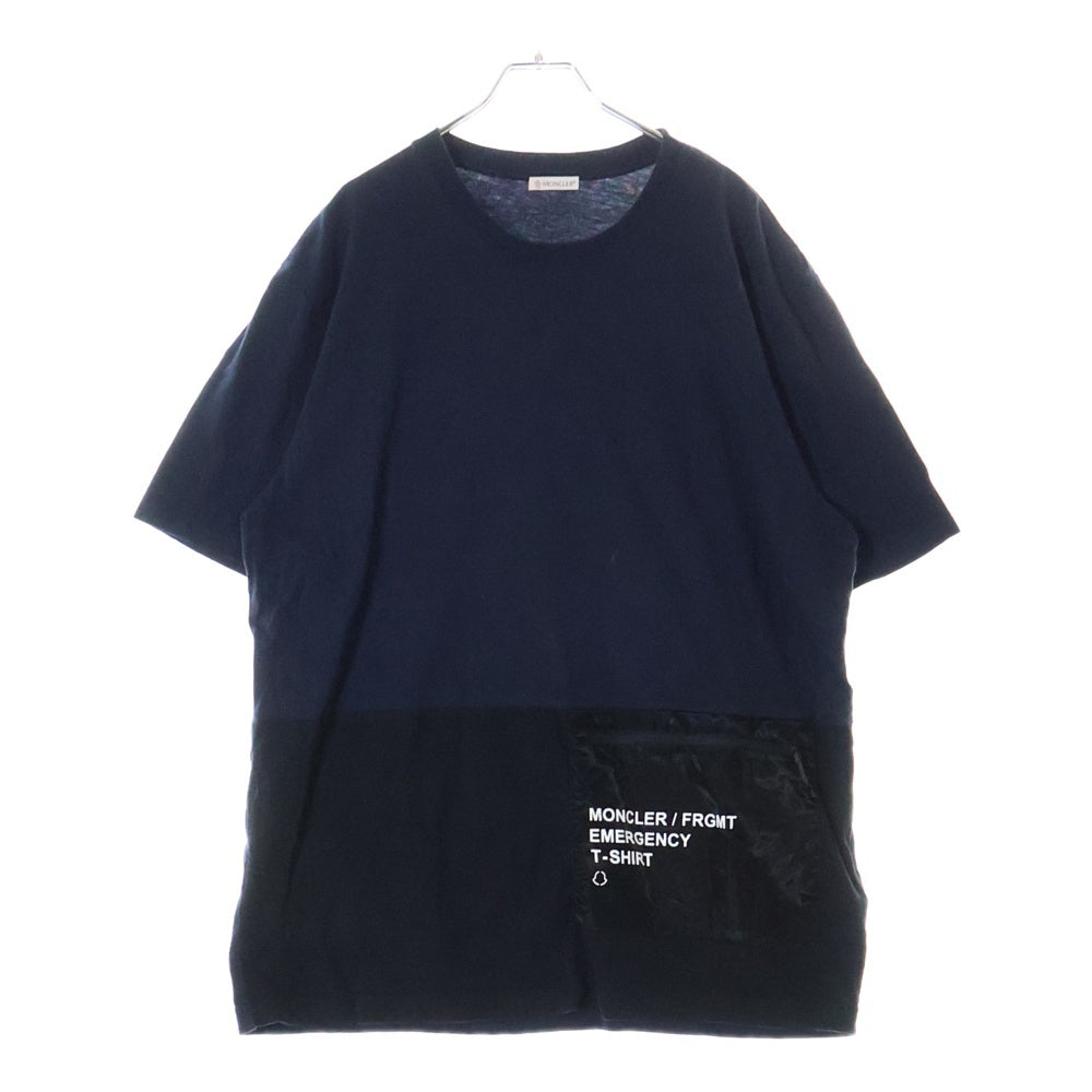 MONCLER(モンクレール) 21AW ×FRGMT フラグメント ロゴプリント サコッシュ クルーネック 半袖Tシャツ カットソー ネイビー/ブラック G209U8C00002