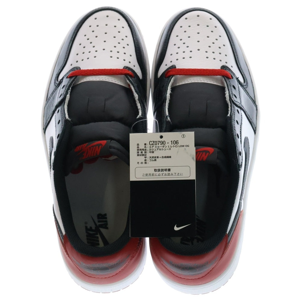 NIKE(ナイキ) AIR JORDAN 1 RETRO LOW OG BLACK TOE CZ0790-106 エアジョーダン1 ブラックトゥ ローカットスニーカー ホワイト/ブラック/レッド US9/27.0cm