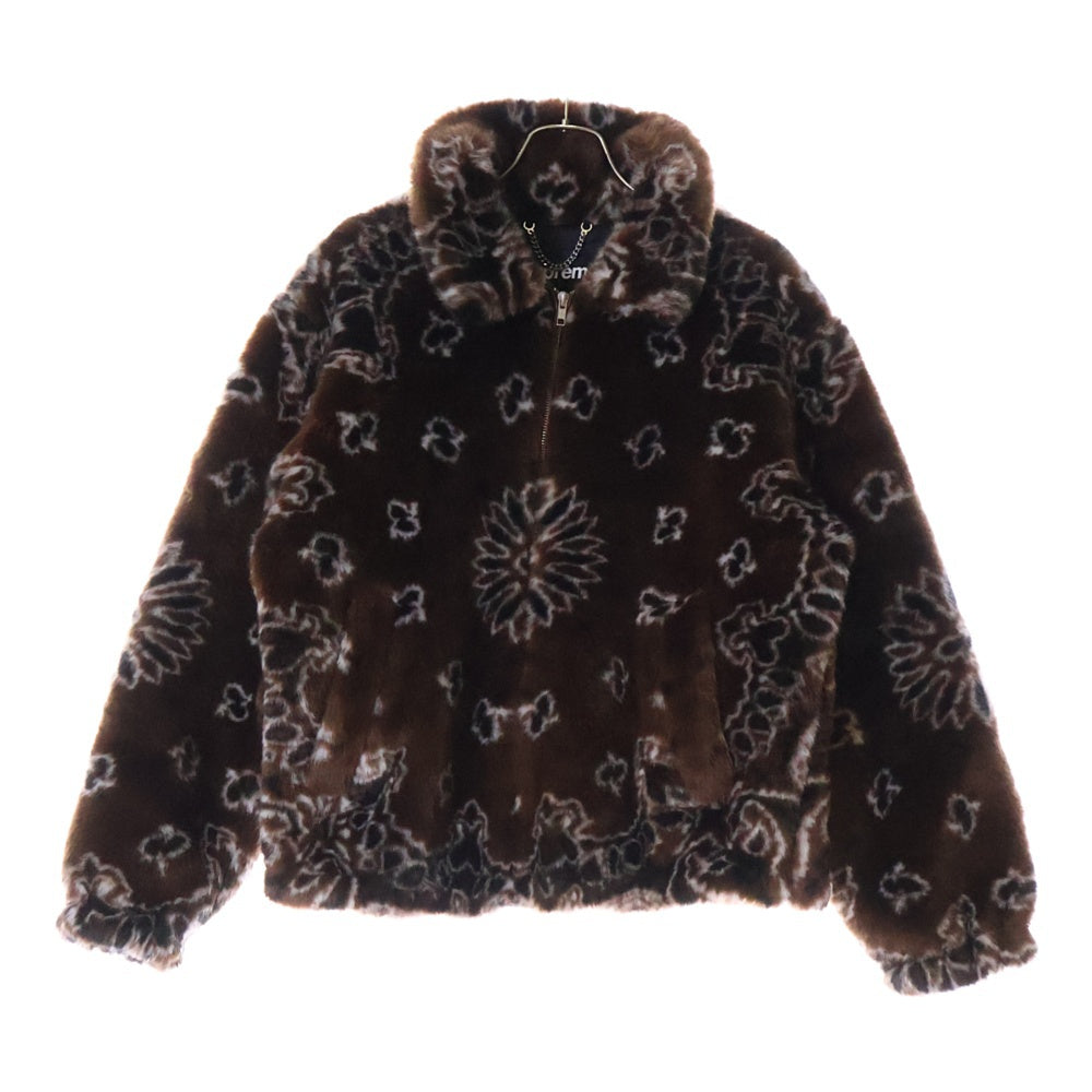 SUPREME(シュプリーム) 21SS Bandana Faux Fur Bomber Jacket バンダナ ファー ボンバーアーチロゴジャケット ブラウン
