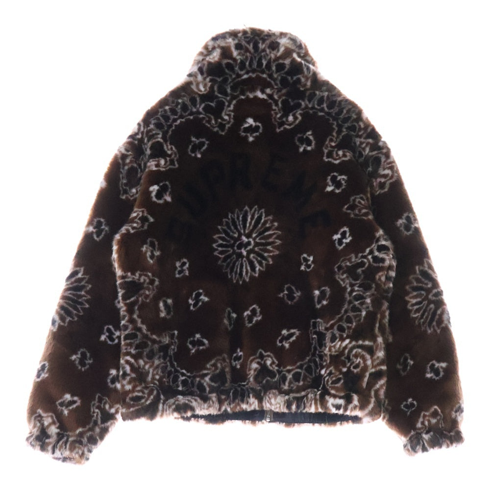 SUPREME(シュプリーム) 21SS Bandana Faux Fur Bomber Jacket バンダナ ファー ボンバーアーチロゴジャケット ブラウン