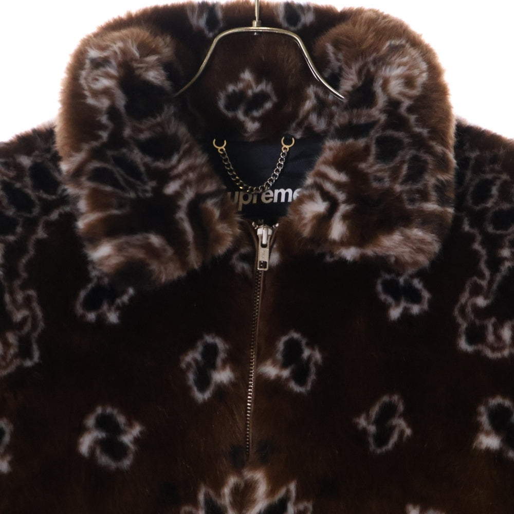 SUPREME(シュプリーム) 21SS Bandana Faux Fur Bomber Jacket バンダナ ファー ボンバーアーチロゴジャケット ブラウン