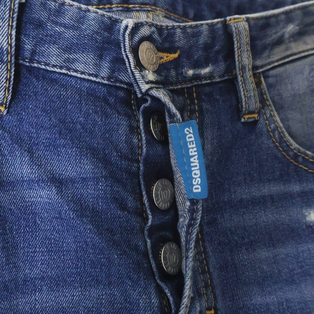 DSQUARED2(ディースクエアード) 23SS ×SMURFS SKATER DENIM PANTS S78LB0100 S30817 ×スマーフ ダメージ加工スキニーデニムパンツ インディゴ
