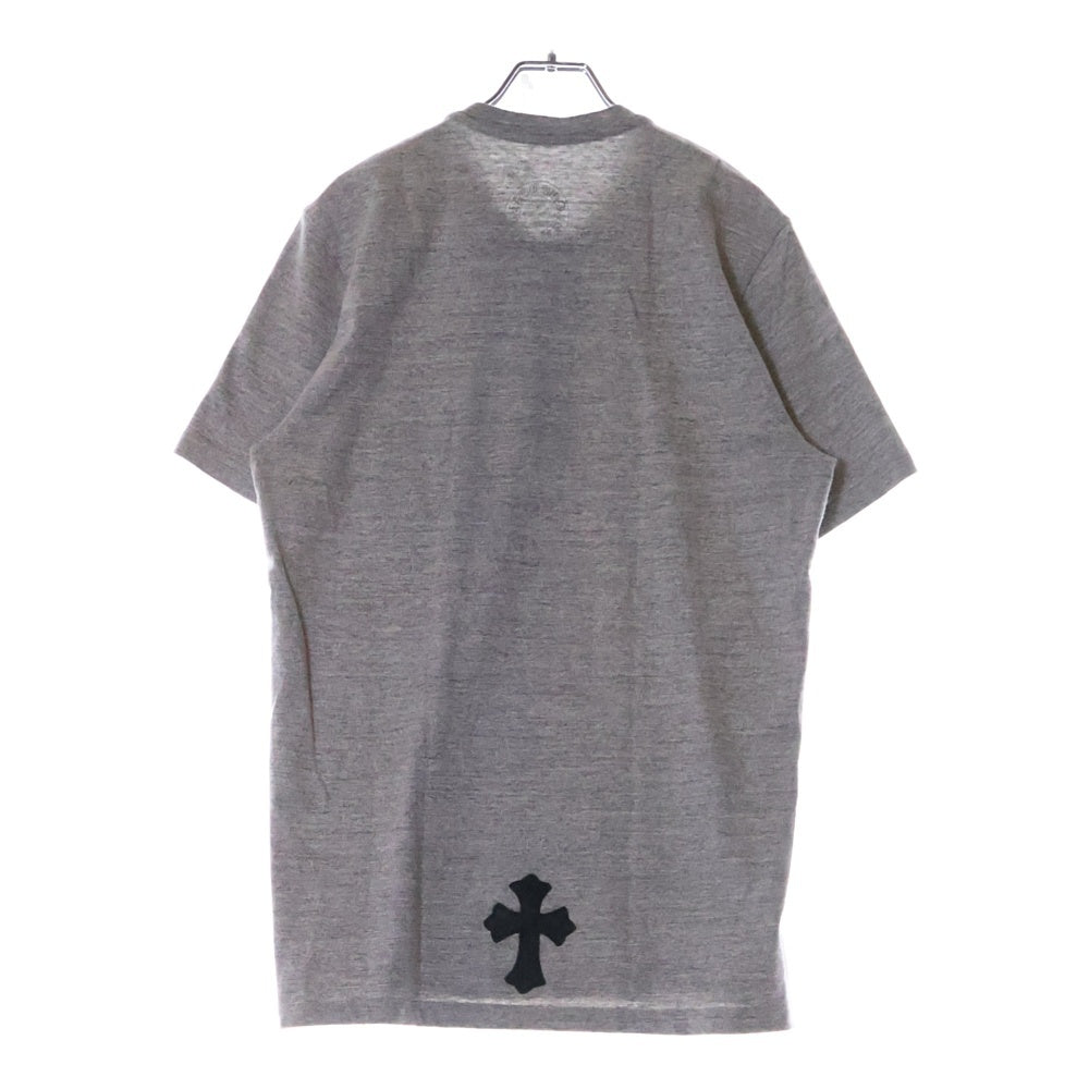 CHROME HEARTS(クロムハーツ) BSフレアボタン ヘンリーネック レザークロスパッチ付き 半袖Tシャツ カットソー グレー