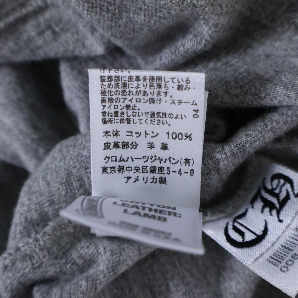 CHROME HEARTS(クロムハーツ) BSフレアボタン ヘンリーネック レザークロスパッチ付き 半袖Tシャツ カットソー グレー