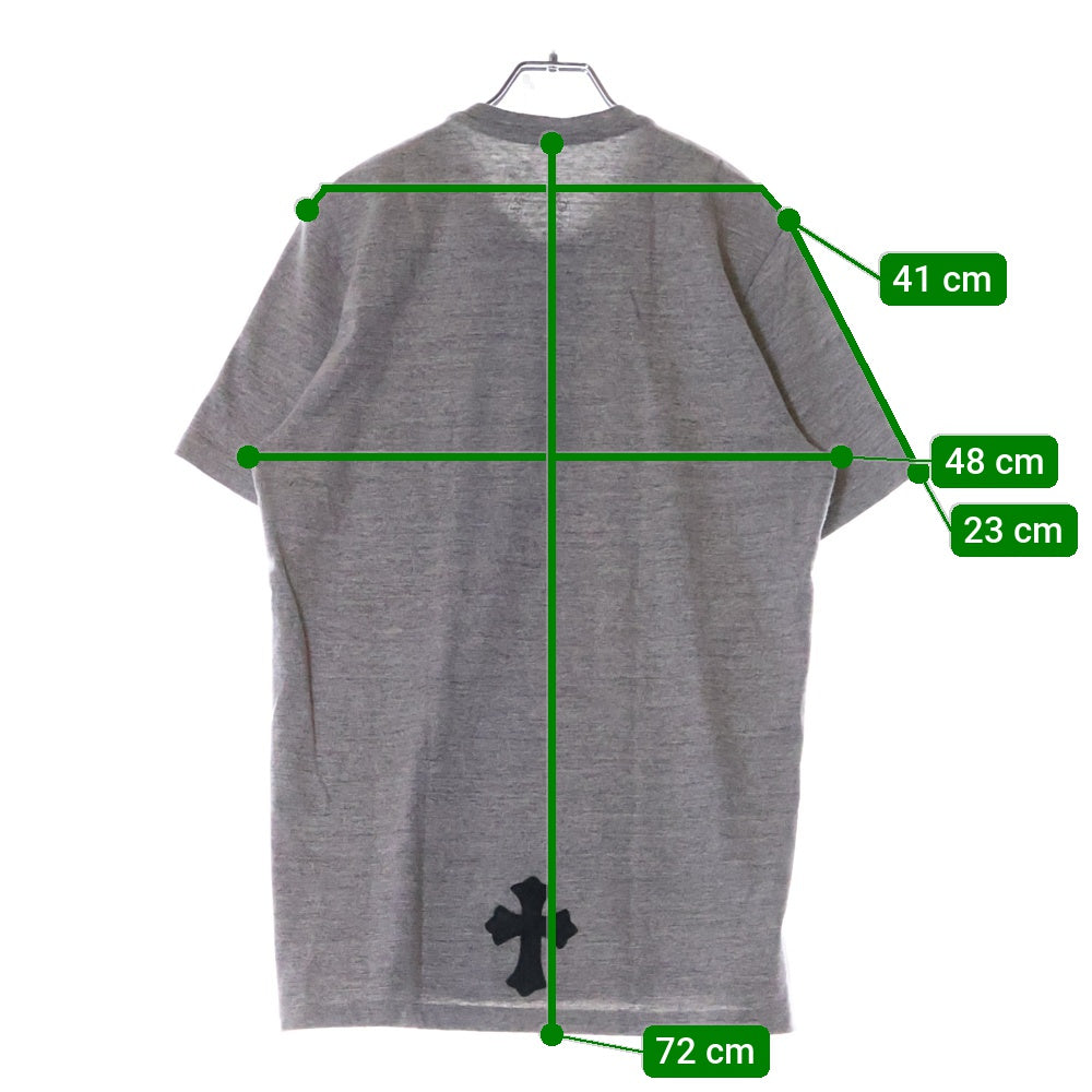 CHROME HEARTS(クロムハーツ) BSフレアボタン ヘンリーネック レザークロスパッチ付き 半袖Tシャツ カットソー グレー