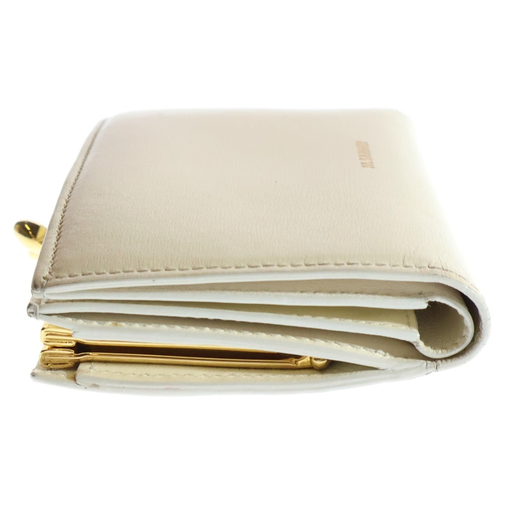 JIL SANDER(ジルサンダー) GOJI PURSE SM J07UI0015 P4840 254 ゴジパース 二つ折り コンパクトレザーウォレット がま口財布 レディース ベージュ