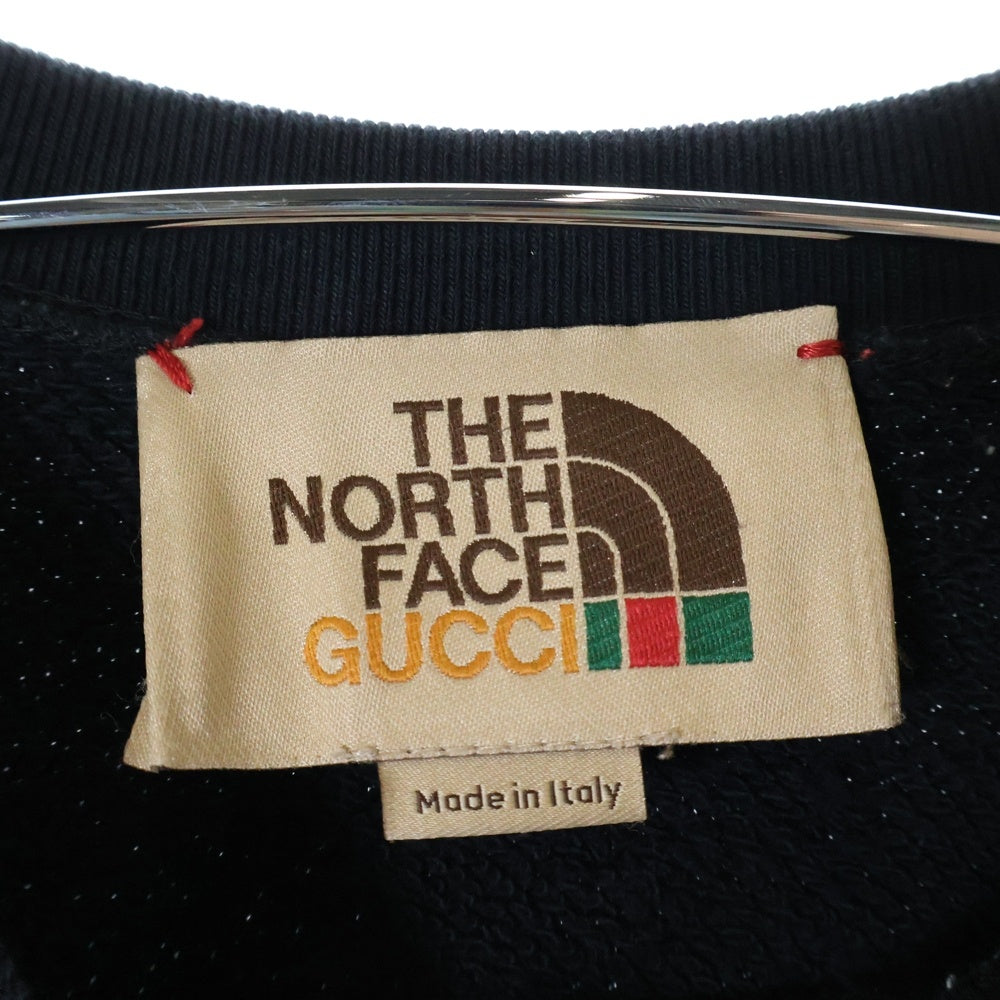GUCCI(グッチ) ×THE NORTH FACE ザノースフェイス ロゴプリント クルーネックスウェットトレーナー ブラック 617964 XJDTE