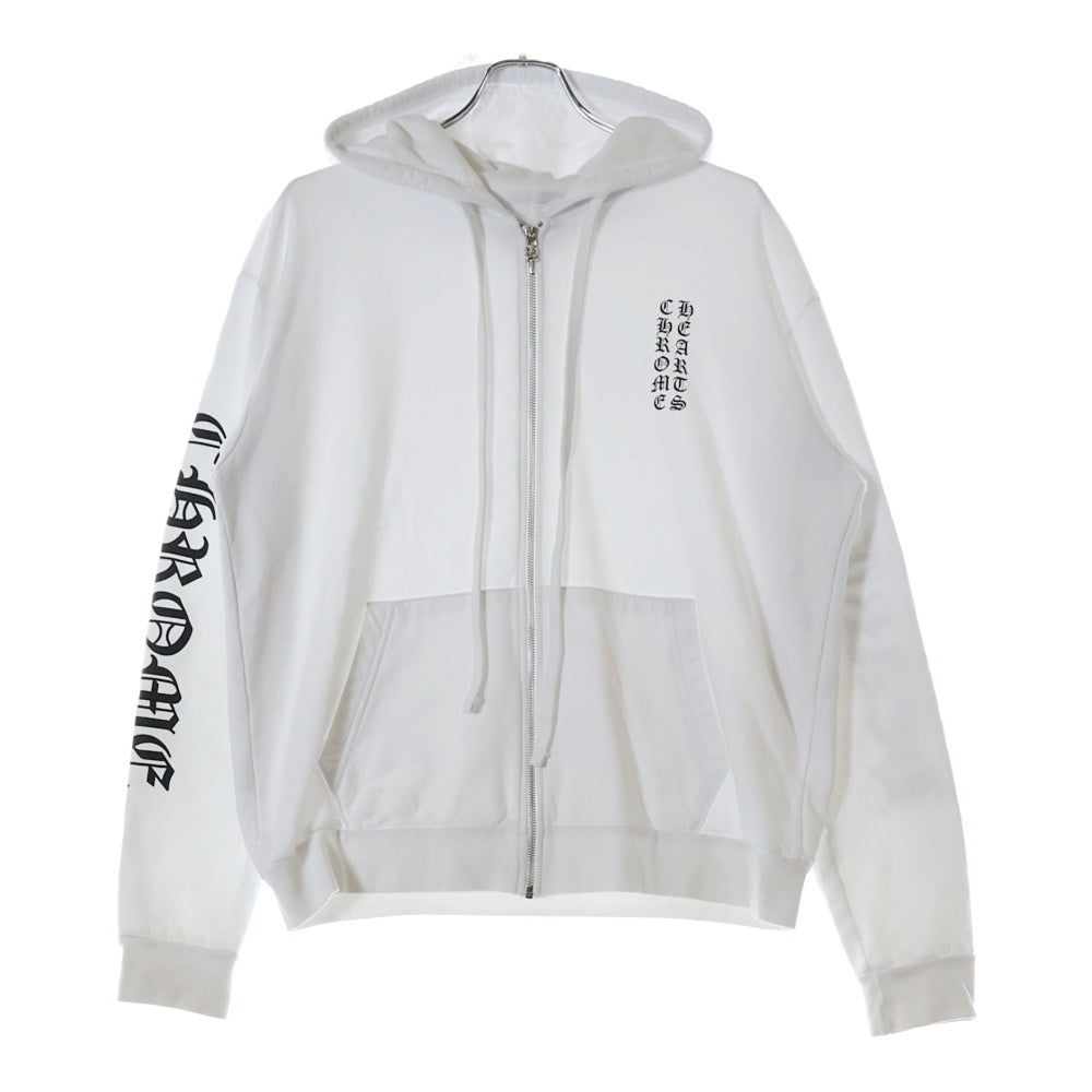 CHROME HEARTS(クロムハーツ) SWTSHRT HD ZIP アームロゴ ダガージップアップ スウェット フーディ パーカー ホワイト