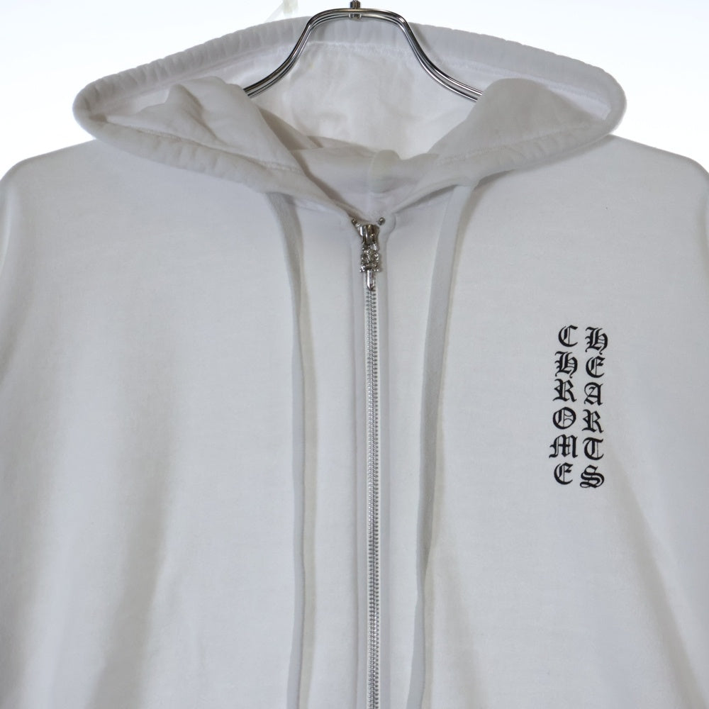 CHROME HEARTS(クロムハーツ) SWTSHRT HD ZIP アームロゴ ダガージップアップ スウェット フーディ パーカー ホワイト