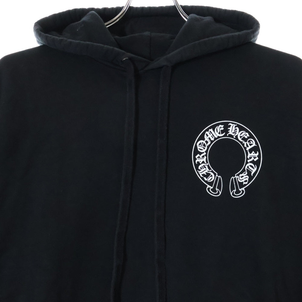 CHROME HEARTS(クロムハーツ) SWTSHRT PLVR プルオーバーパーカー 袖フローラルバックホースシュープリントパーカー ブラック