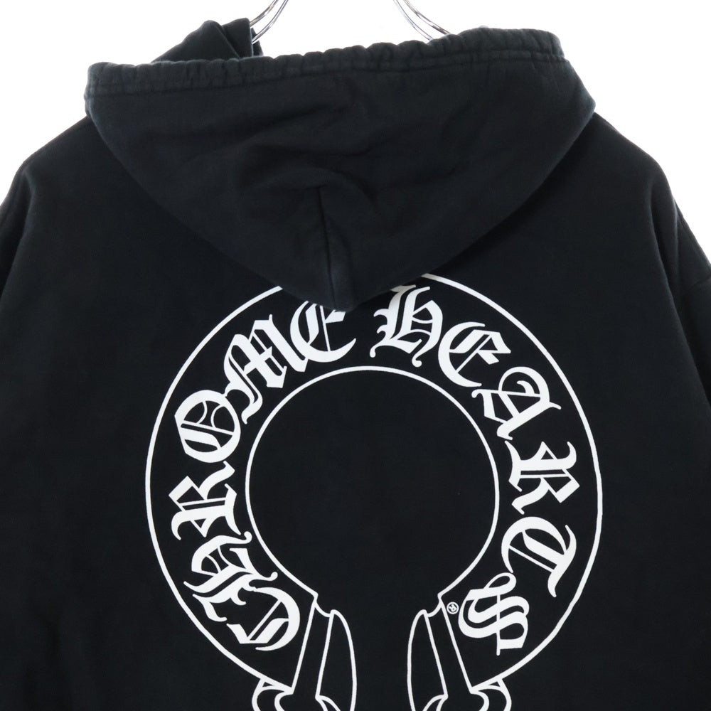 CHROME HEARTS(クロムハーツ) SWTSHRT PLVR プルオーバーパーカー 袖フローラルバックホースシュープリントパーカー ブラック