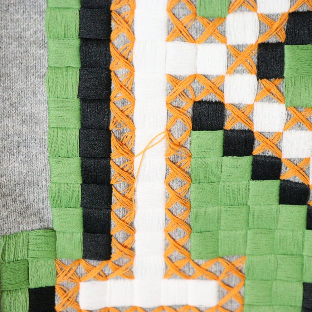 KENZO(ケンゾー) ピクセル刺繍 スウェット プルオーバーパーカー フーディ グレー FD55SW4674ME