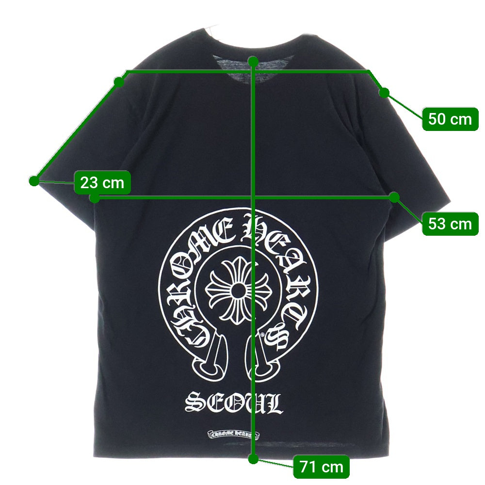 CHROME HEARTS(クロムハーツ) Seoul Horseshoe Tee ソウルホースシュー ロゴプリント 半袖Tシャツ カットソー ソウル限定 ブラック