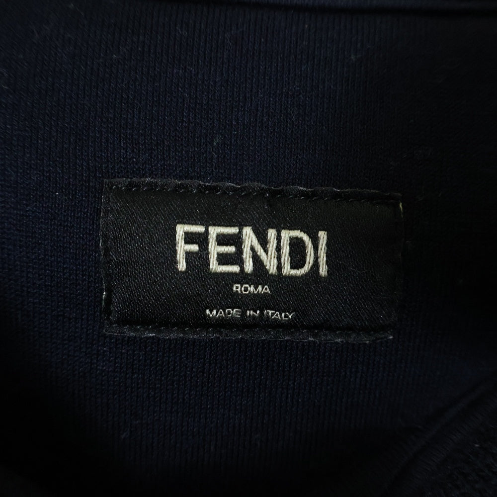 FENDI(フェンディ) 21SS ロゴワッペン スウェット プルオーバーパーカー フーディ ネイビー FY1097 AI01