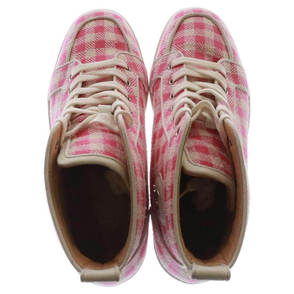 CHRISTIAN LOUBOUTIN(クリスチャンルブタン) RANTUS ORLATO FLAT ツイード チェック ハイカットスニーカー ピンク