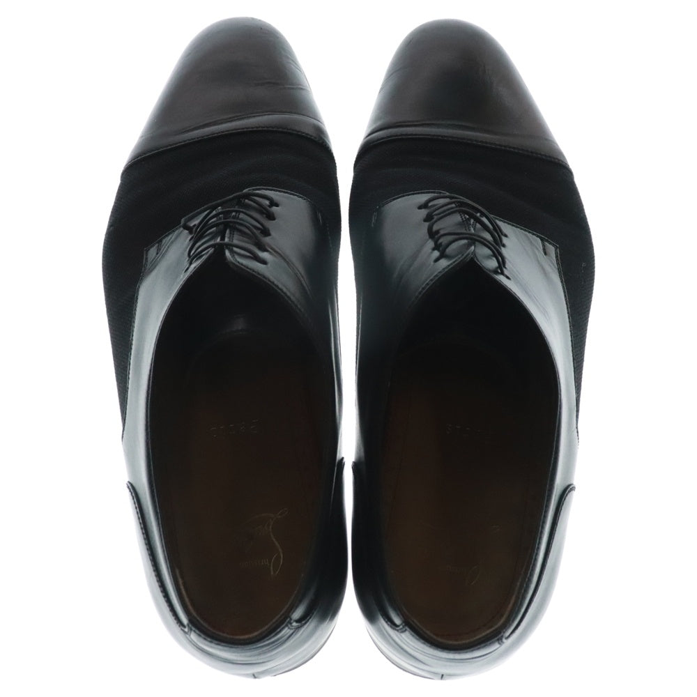 CHRISTIAN LOUBOUTIN(クリスチャンルブタン) メッシュ切替 レースアップ レザー ドレスシューズ ブラック