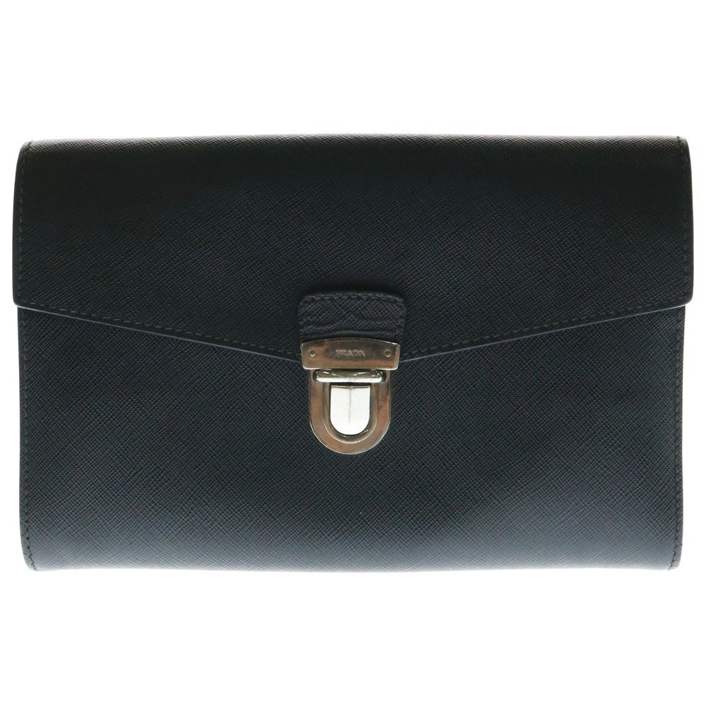 PRADA(プラダ) サフィアーノ レザー セカンドバッグ クラッチバッグ ブラック 2VF005
