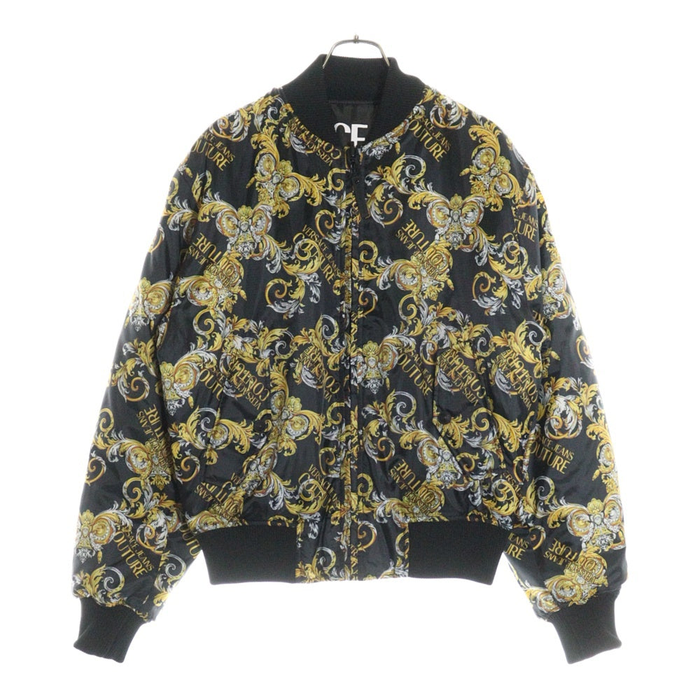 VERSACE JEANS COUTURE(ヴェルサーチジーンズクチュール) 総柄 リバーシブル ジップアップジャケット ブルゾン ブラック C1GZA9C7
