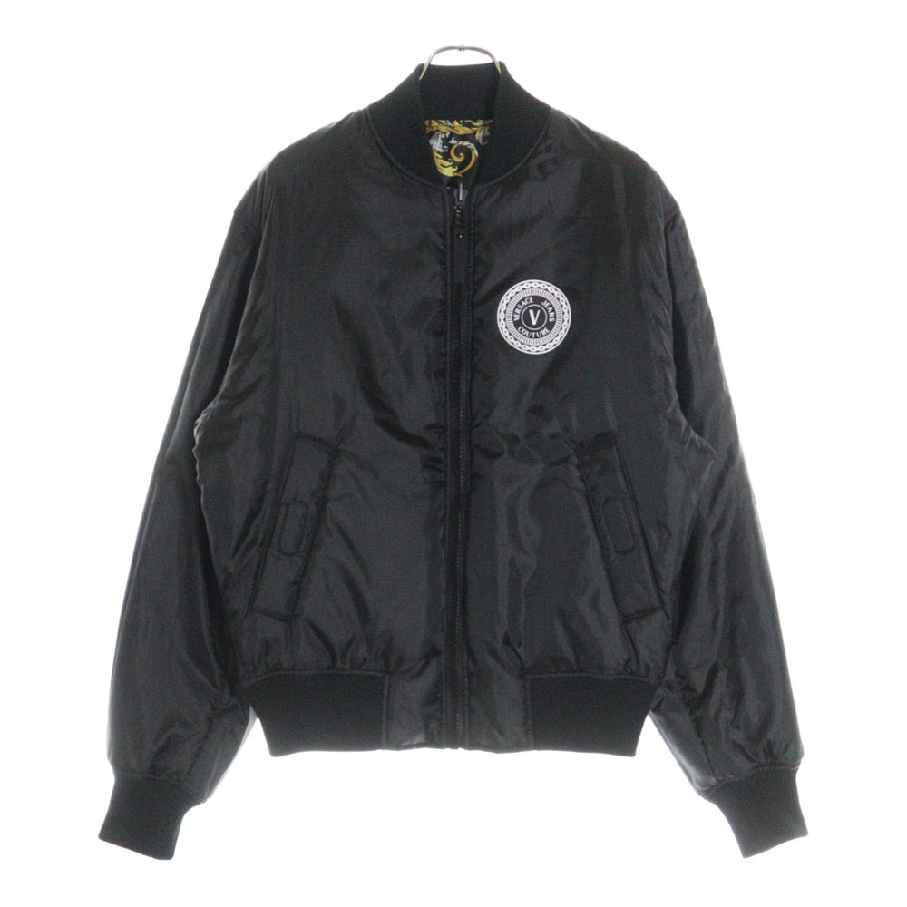 VERSACE JEANS COUTURE(ヴェルサーチジーンズクチュール) 総柄 リバーシブル ジップアップジャケット ブルゾン ブラック C1GZA9C7
