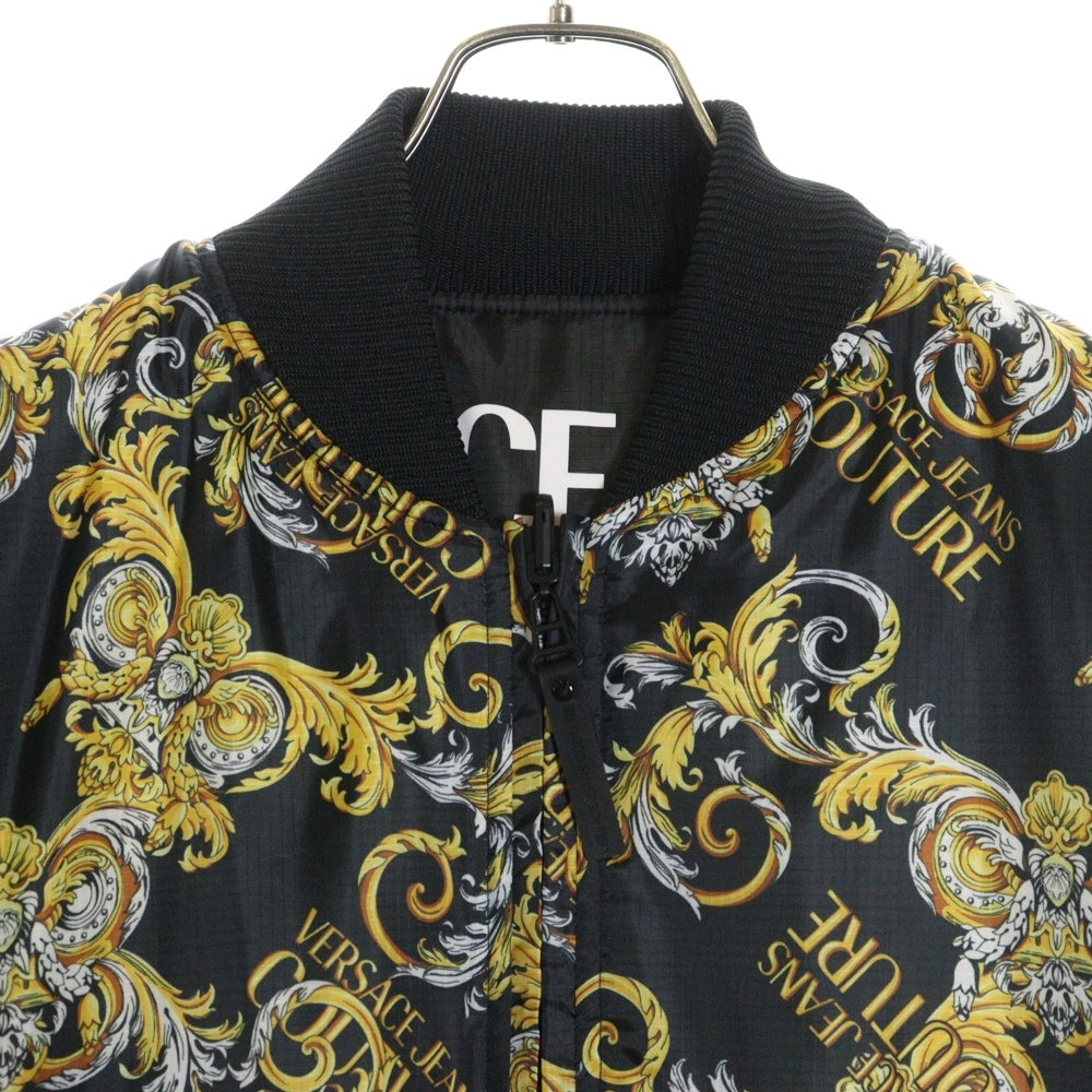 VERSACE JEANS COUTURE(ヴェルサーチジーンズクチュール) 総柄 リバーシブル ジップアップジャケット ブルゾン ブラック C1GZA9C7