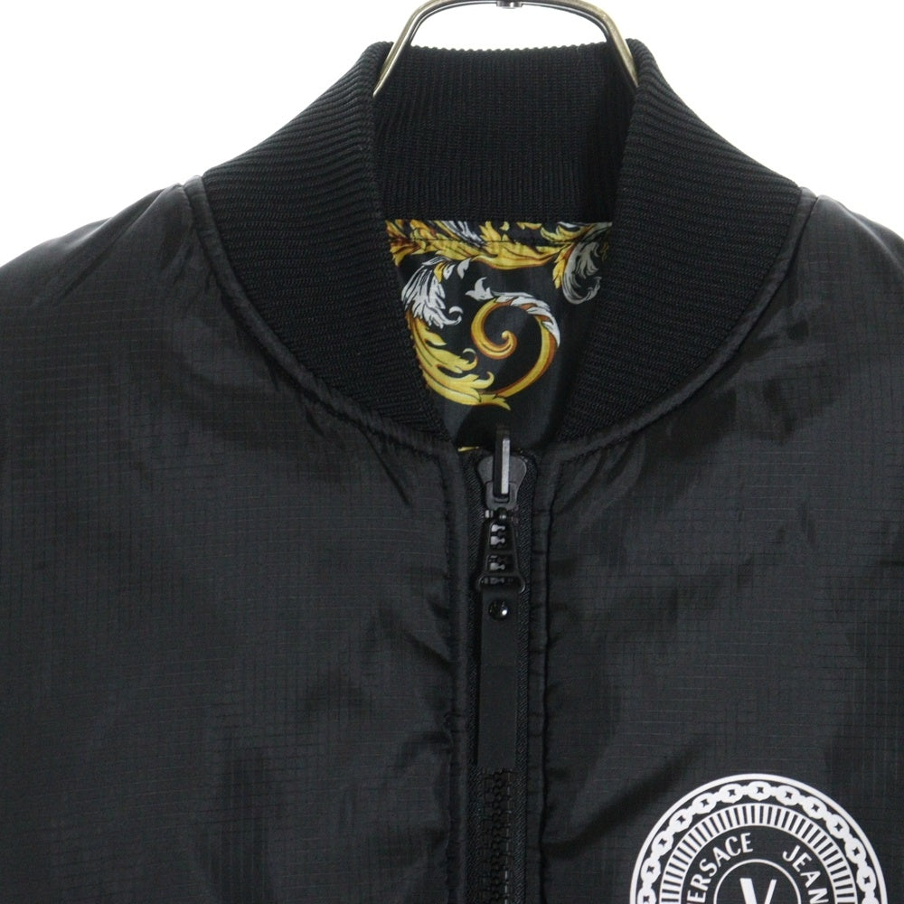 VERSACE JEANS COUTURE(ヴェルサーチジーンズクチュール) 総柄 リバーシブル ジップアップジャケット ブルゾン ブラック C1GZA9C7