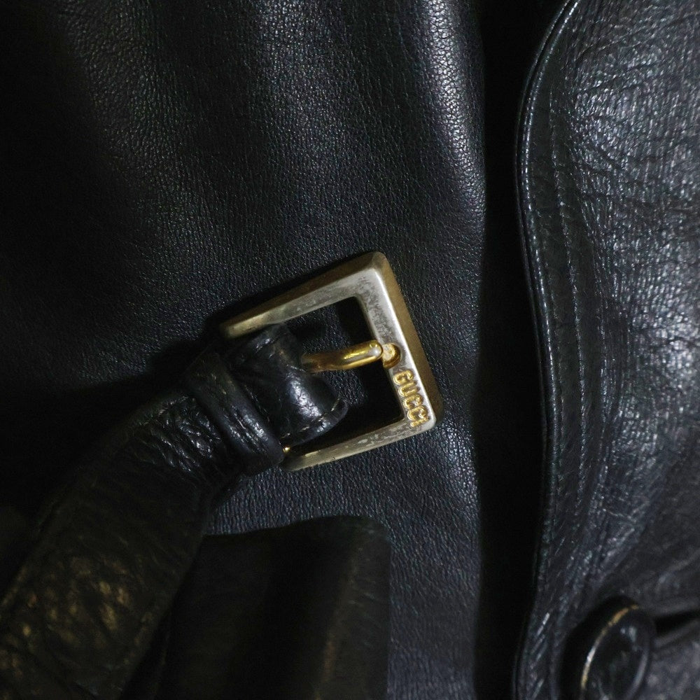 GUCCI(グッチ) 70s レザー トレンチコート ブラック