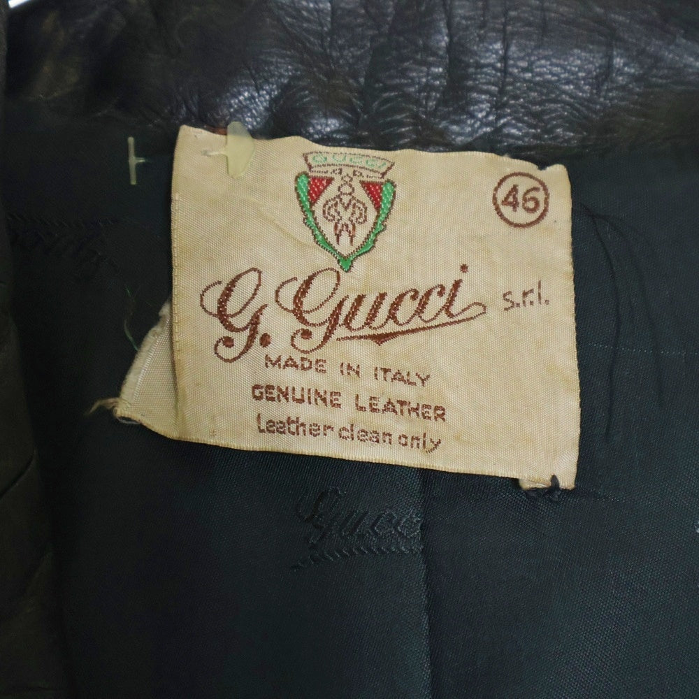 GUCCI(グッチ) 70s レザー トレンチコート ブラック