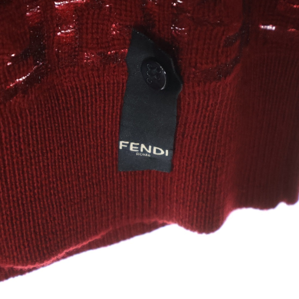 FENDI(フェンディ) ズッカ柄 クルーネック ニットセーター レッド FZY063 AF9G