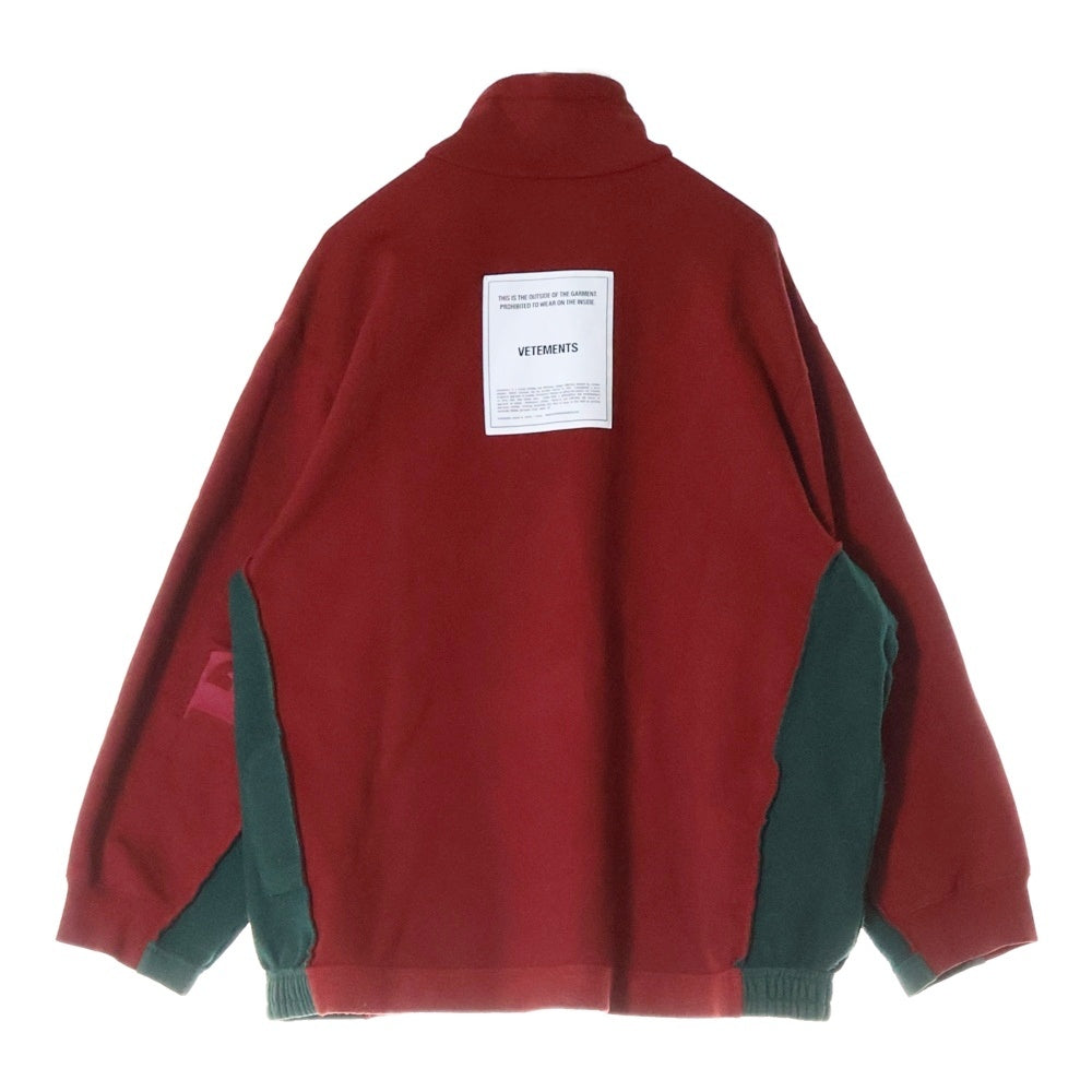 VETEMENTS(ヴェトモン) 16AW INSIDE OUT インサイドアウト ハーフジップ スウェット ボルドー MAH19TR214