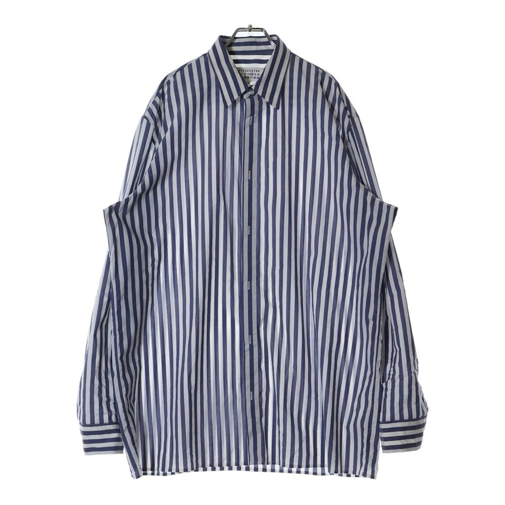 Maison Margiela 14(メゾンマルジェラ) 20SS OVERSIZE STRIPE SHIRT S30DL0472 S52607 オーバーサイズストライプ長袖シャツ ホワイト/ネイビー