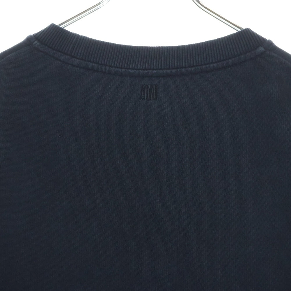 AMI Alexandre Mattiussi(アミアレクサンドルマテュッシ) 22SS AMI DE COEUR SWEAT SHIRT BFUSW001.730 ロゴ刺繍クルーネックスウェットトレーナー ブラック