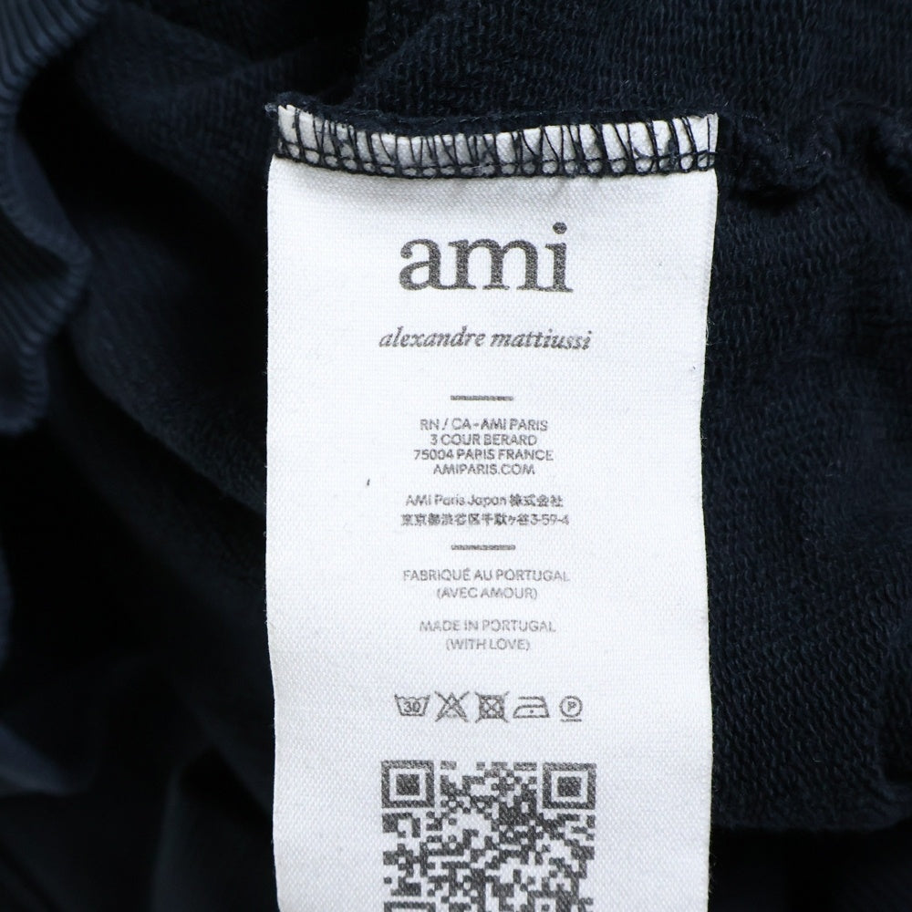 AMI Alexandre Mattiussi(アミアレクサンドルマテュッシ) 22SS AMI DE COEUR SWEAT SHIRT BFUSW001.730 ロゴ刺繍クルーネックスウェットトレーナー ブラック