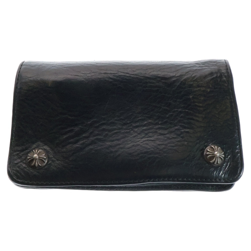 CHROME HEARTS(クロムハーツ) 2ZIP 2ジップ クロスボールボタンレザーウォレット 財布 ブラック BCA363