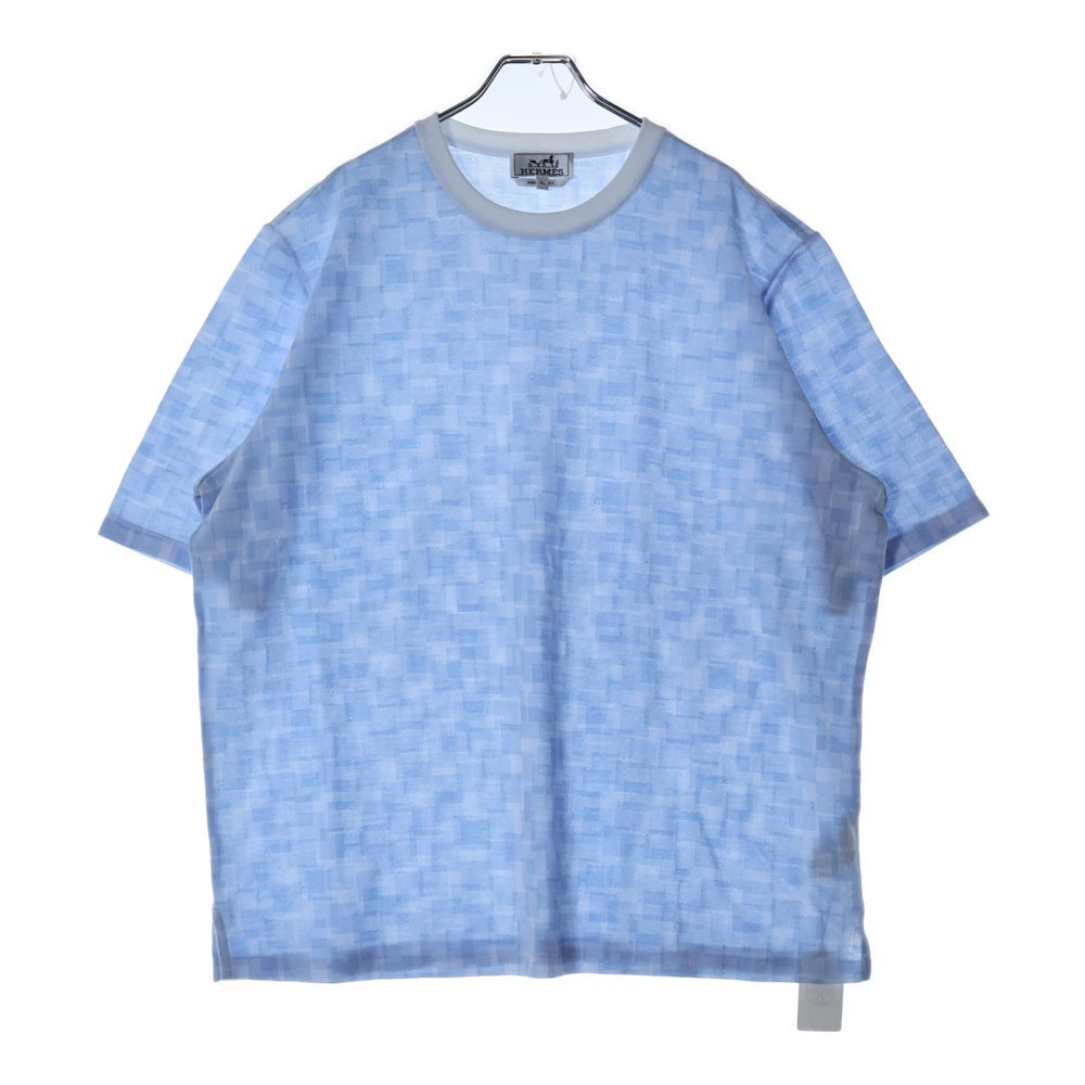 HERMES(エルメス) Calques en H H557990HA コットン半袖Tシャツ ホワイト/ブルー